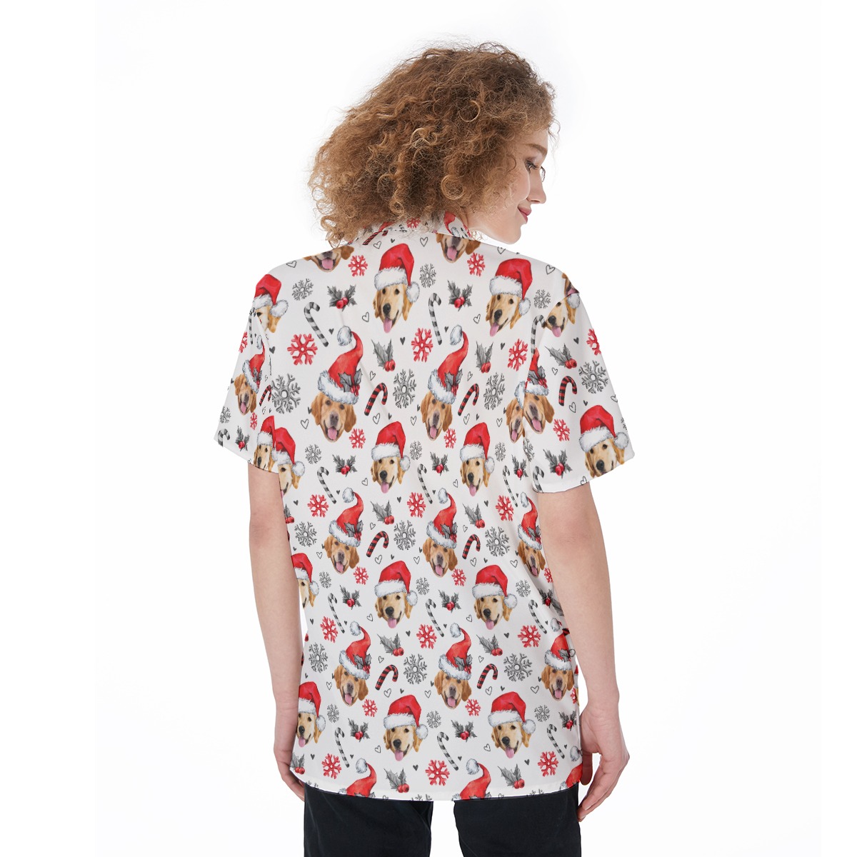 Custom Pet Face Christmas Hawaiian Shirt For Women