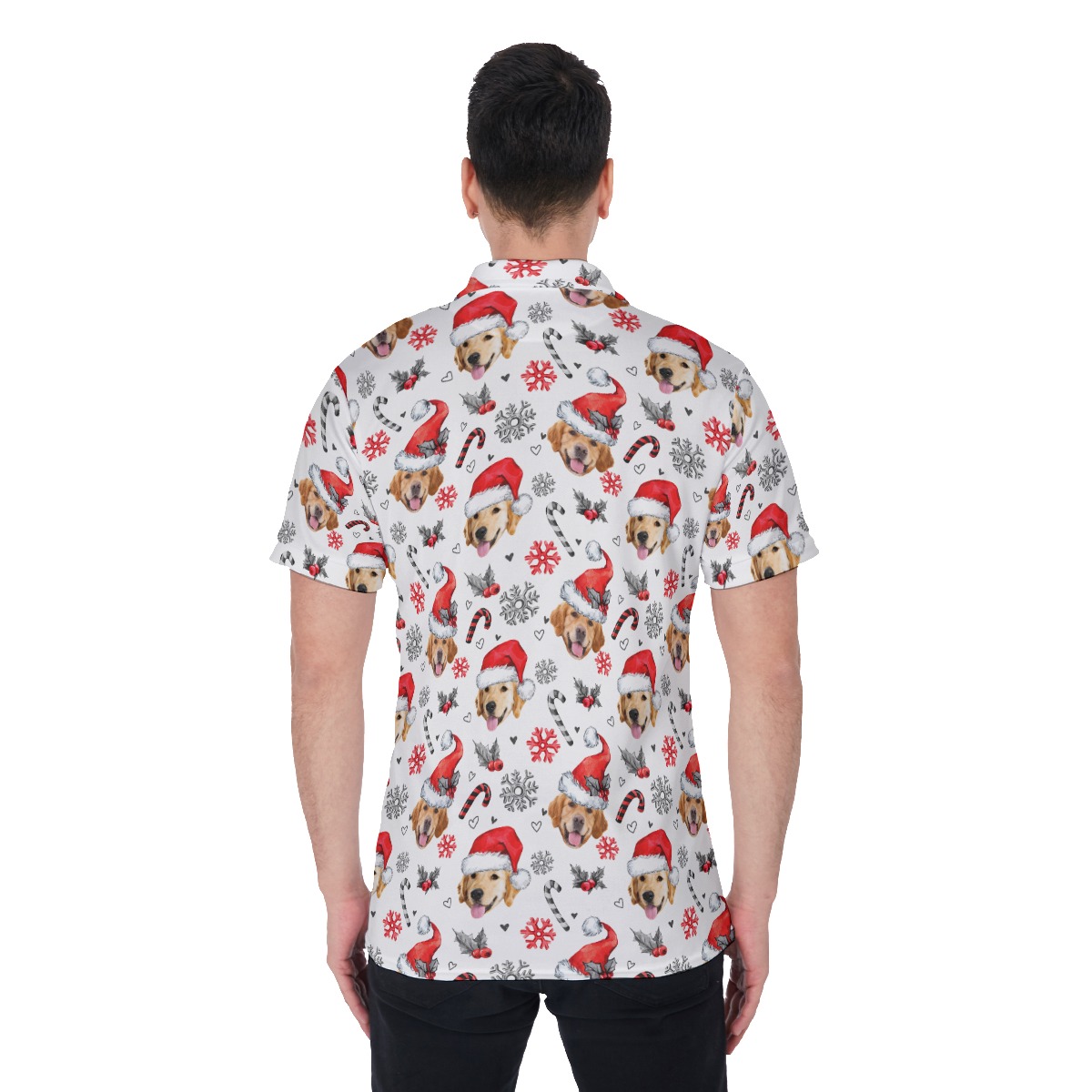 Christmas Hawaiian Polo Shirt With Dog Face