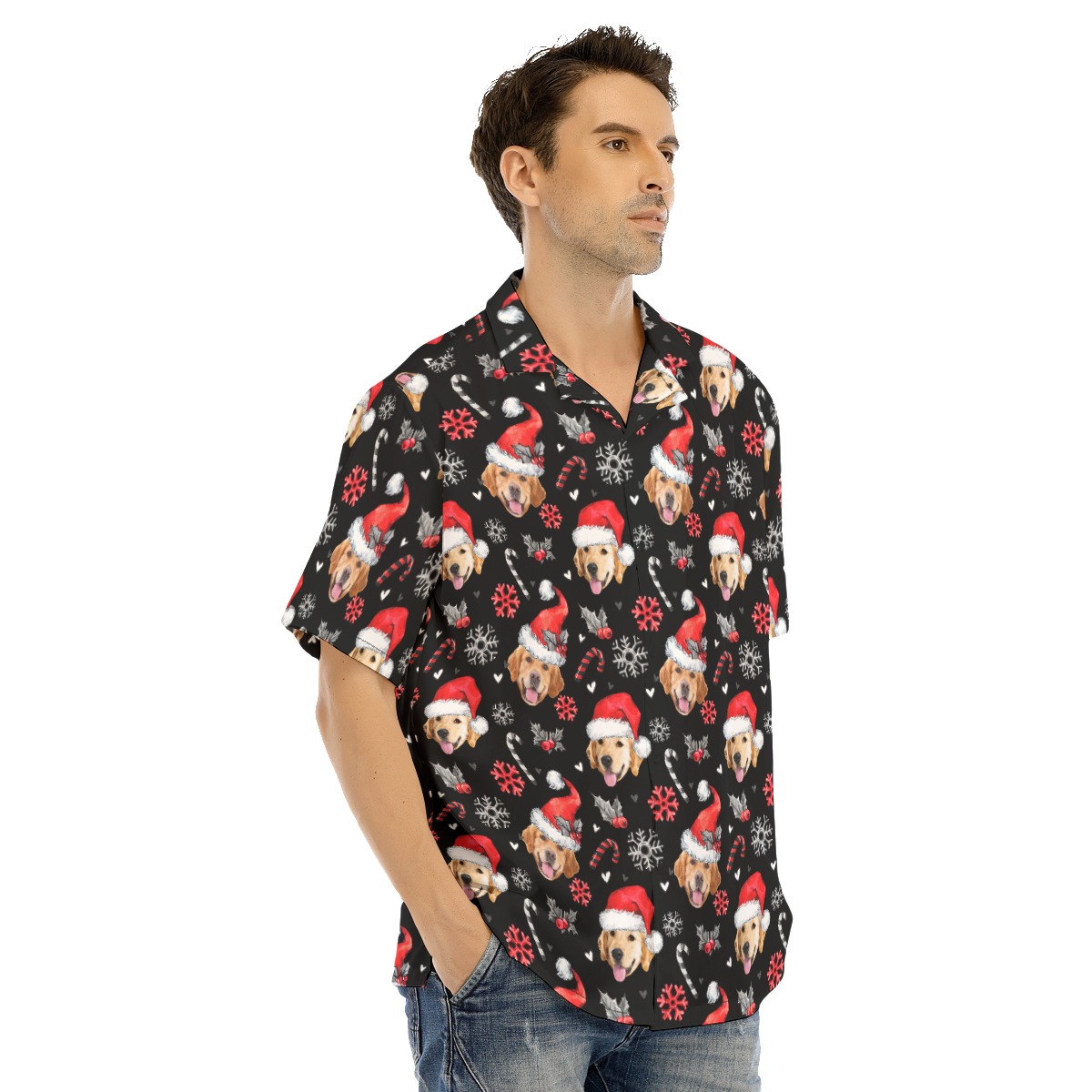 Men's Hawaiian Shirt With Dog Face