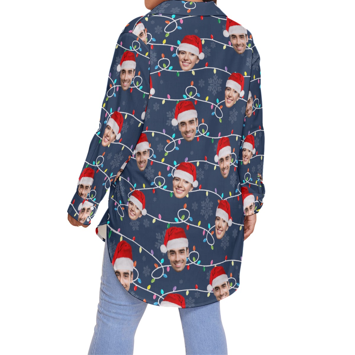 Custom Face Christmas Plus Size Hawaiian Shirt For Women