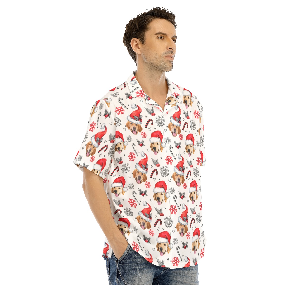 Christmas Hawaiian Shirt With Dog Face