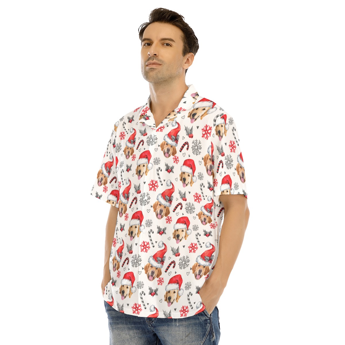 Christmas Hawaiian Shirt With Dog Face