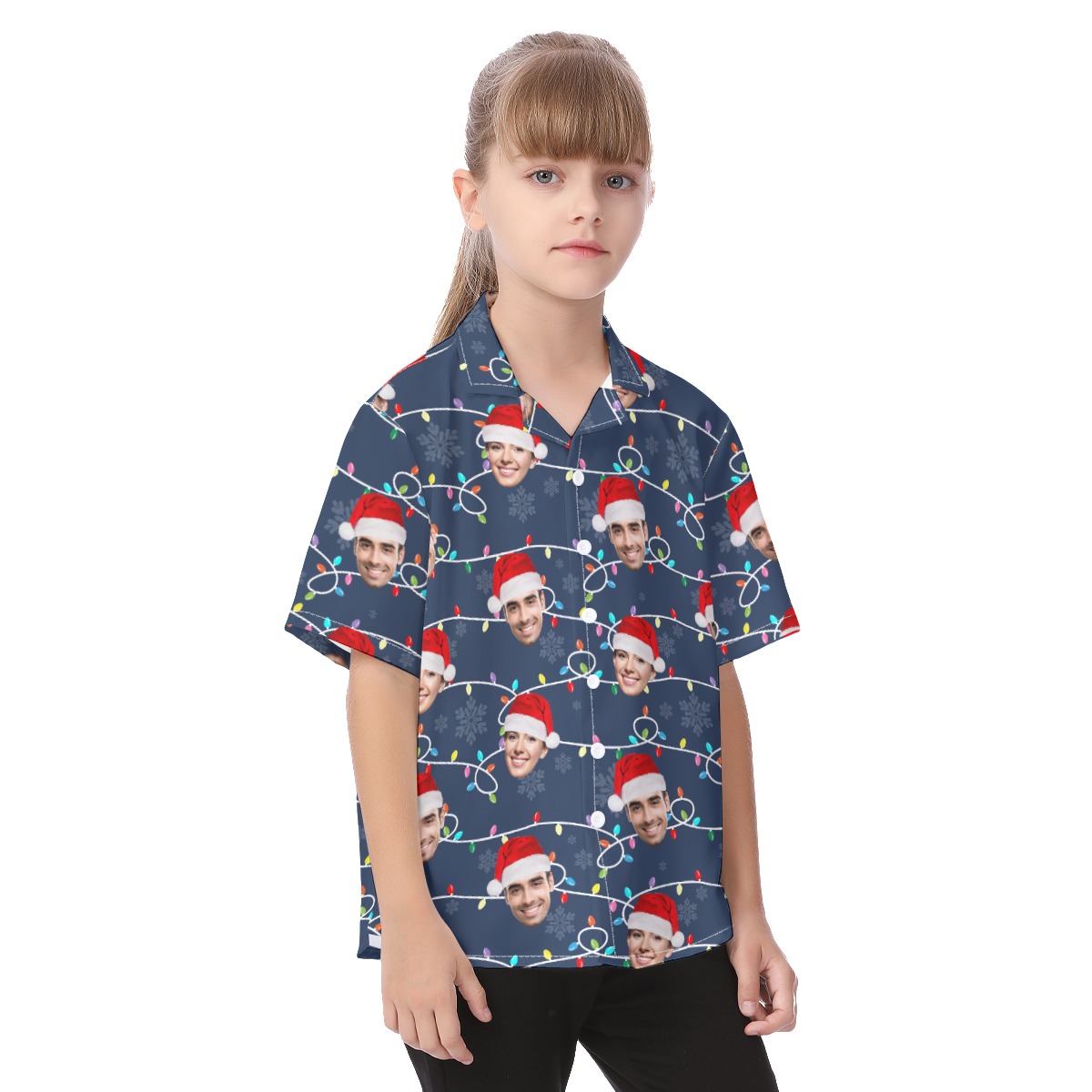 Custom Face Christmas Hawaiian Shirt For Kids