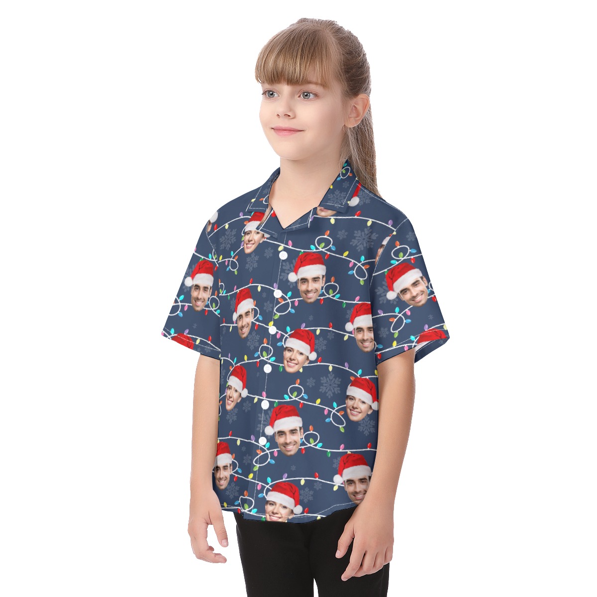 Custom Face Christmas Hawaiian Shirt For Kids