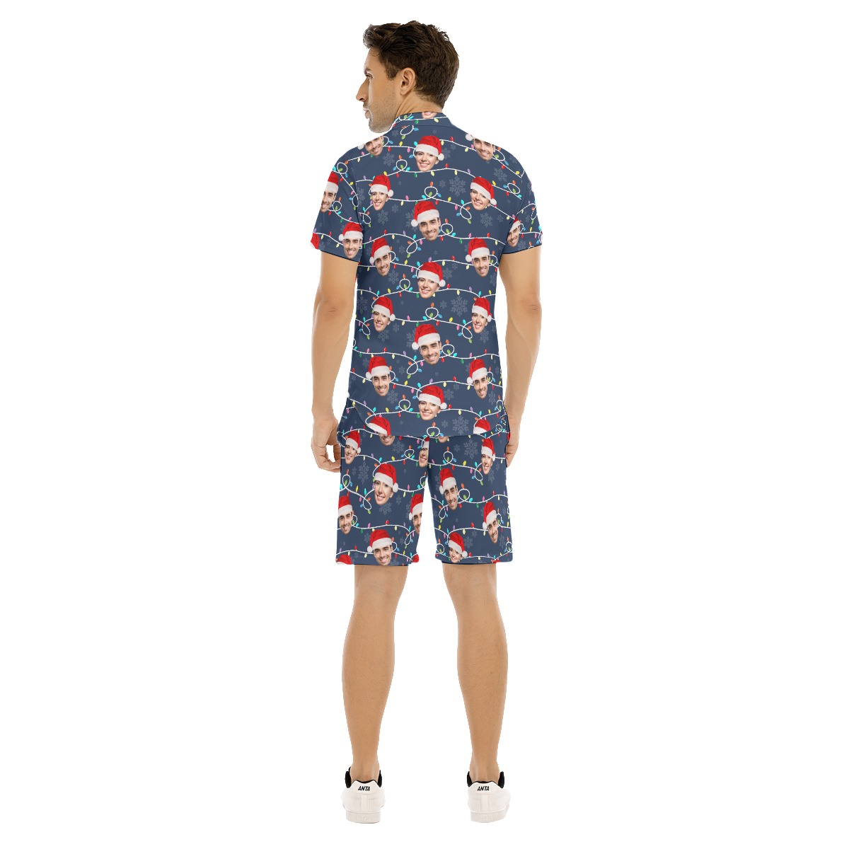 Men's Custom Face Hawaiian Christmas Shirt And Shorts