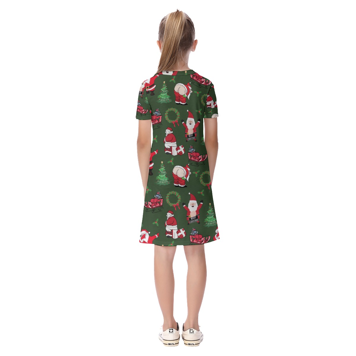 Cute Santa Claus Hawaiian Christmas Dress For Kids