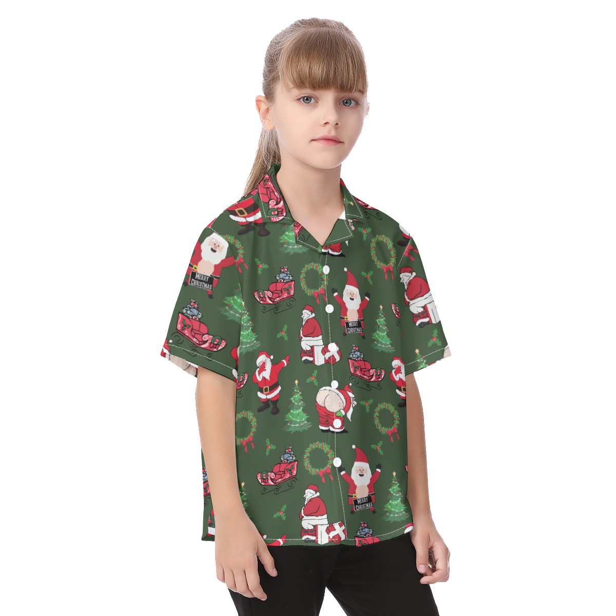 Cute Santa Claus Funny Christmas Hawaiian Shirt For Kids