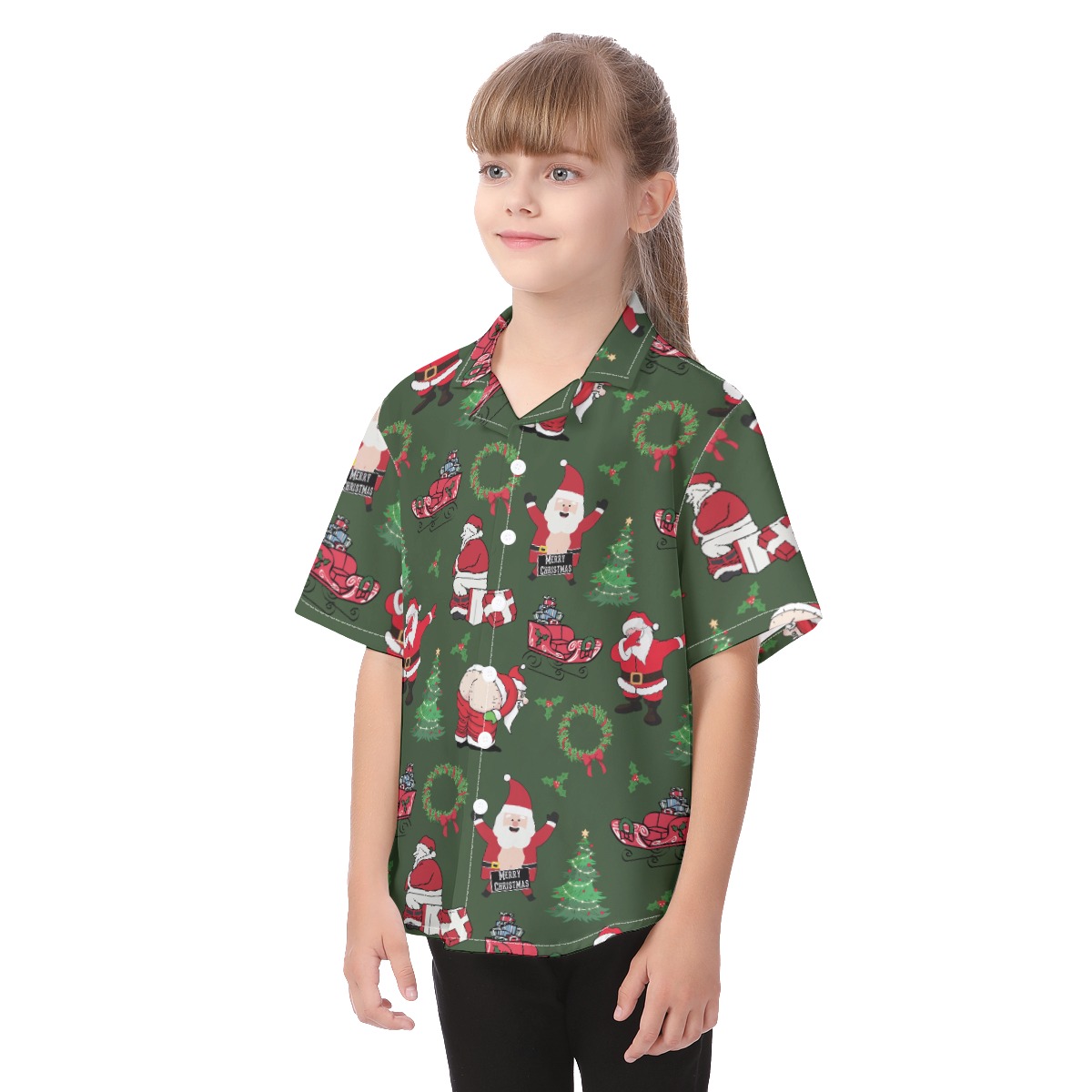 Cute Santa Claus Funny Christmas Hawaiian Shirt For Kids