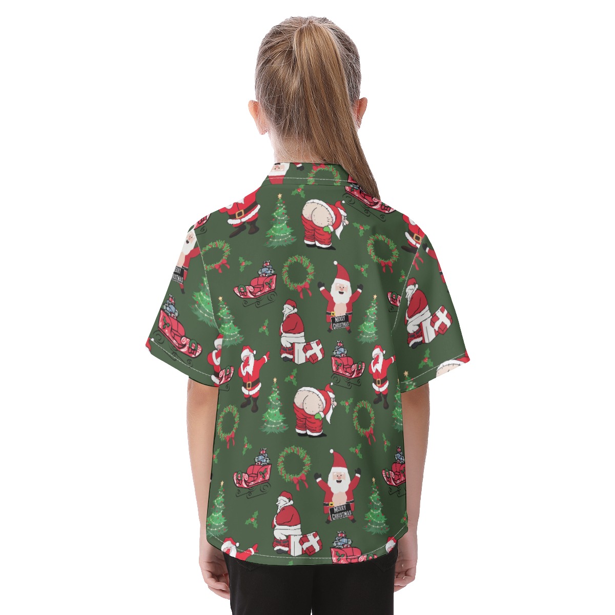 Cute Santa Claus Funny Christmas Hawaiian Shirt For Kids