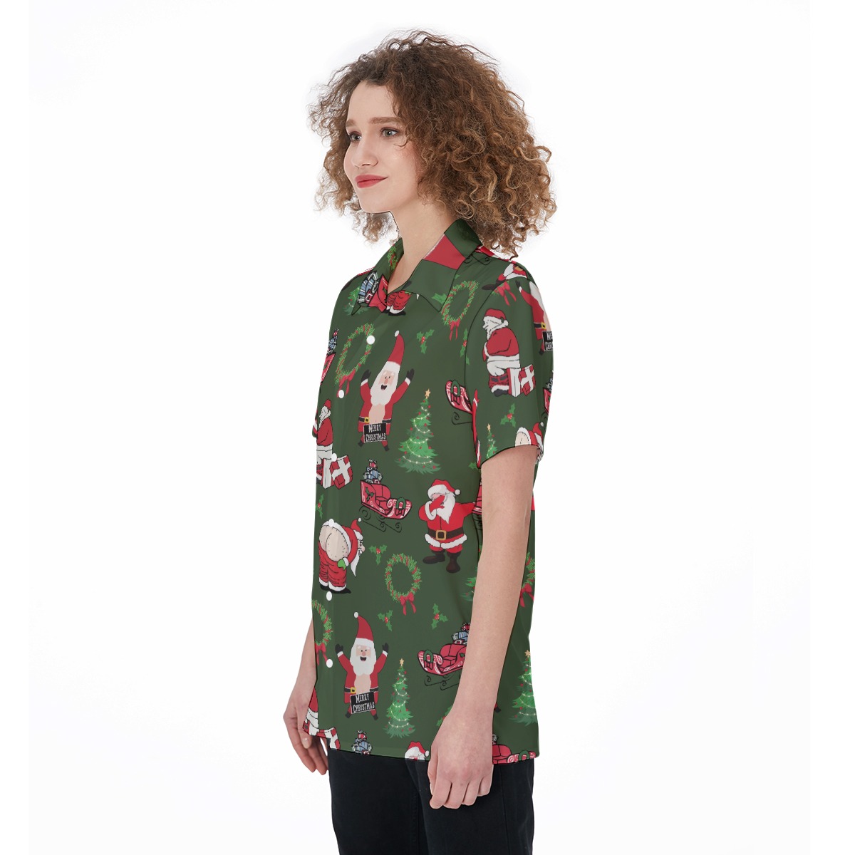 Christmas Naughty Santa Hawaiian Shirt For Women