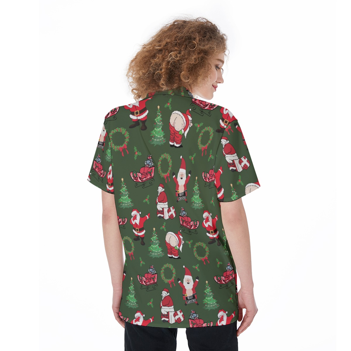 Christmas Naughty Santa Hawaiian Shirt For Women