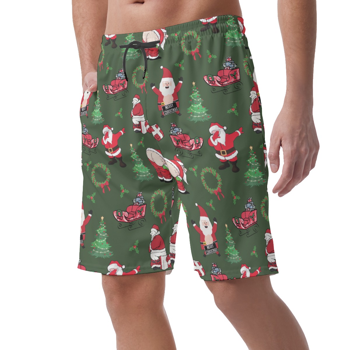 Christmas Naughty Santa Claus Hawaiian Beach Shorts