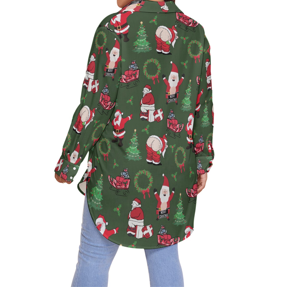 Naughty Santa Funny Hawaiian Plus Sized Shirt For Women