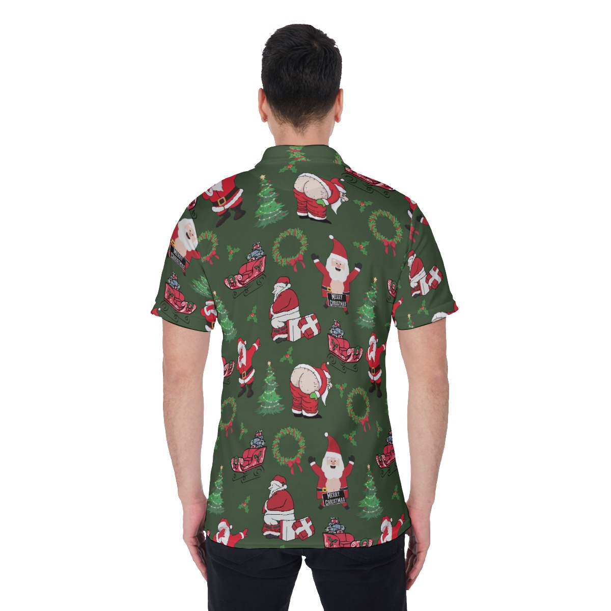 Funny Santa Hawaiian Christmas Polo Shirt For Men