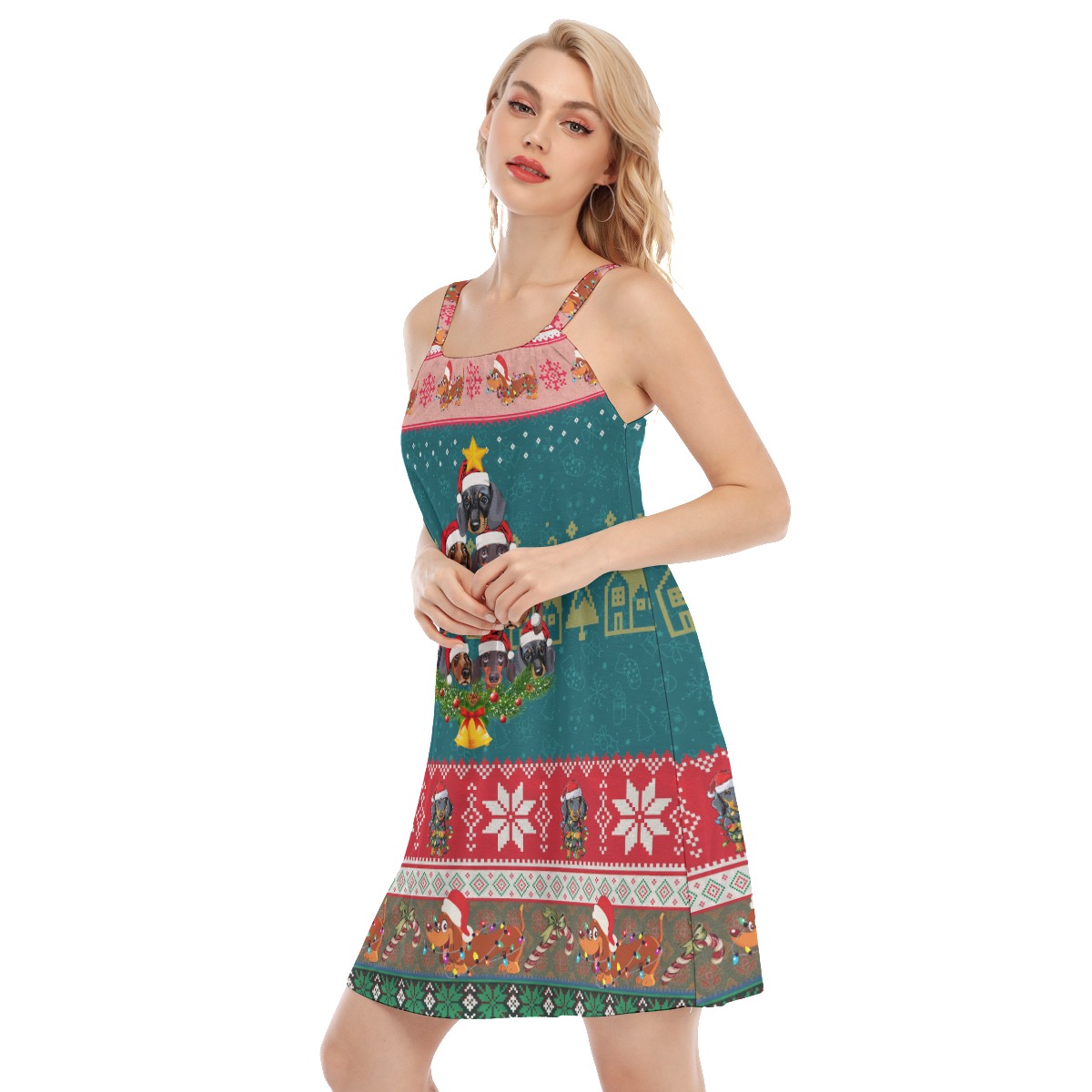 Christmas Dachshund Hawaiian Dress For Women