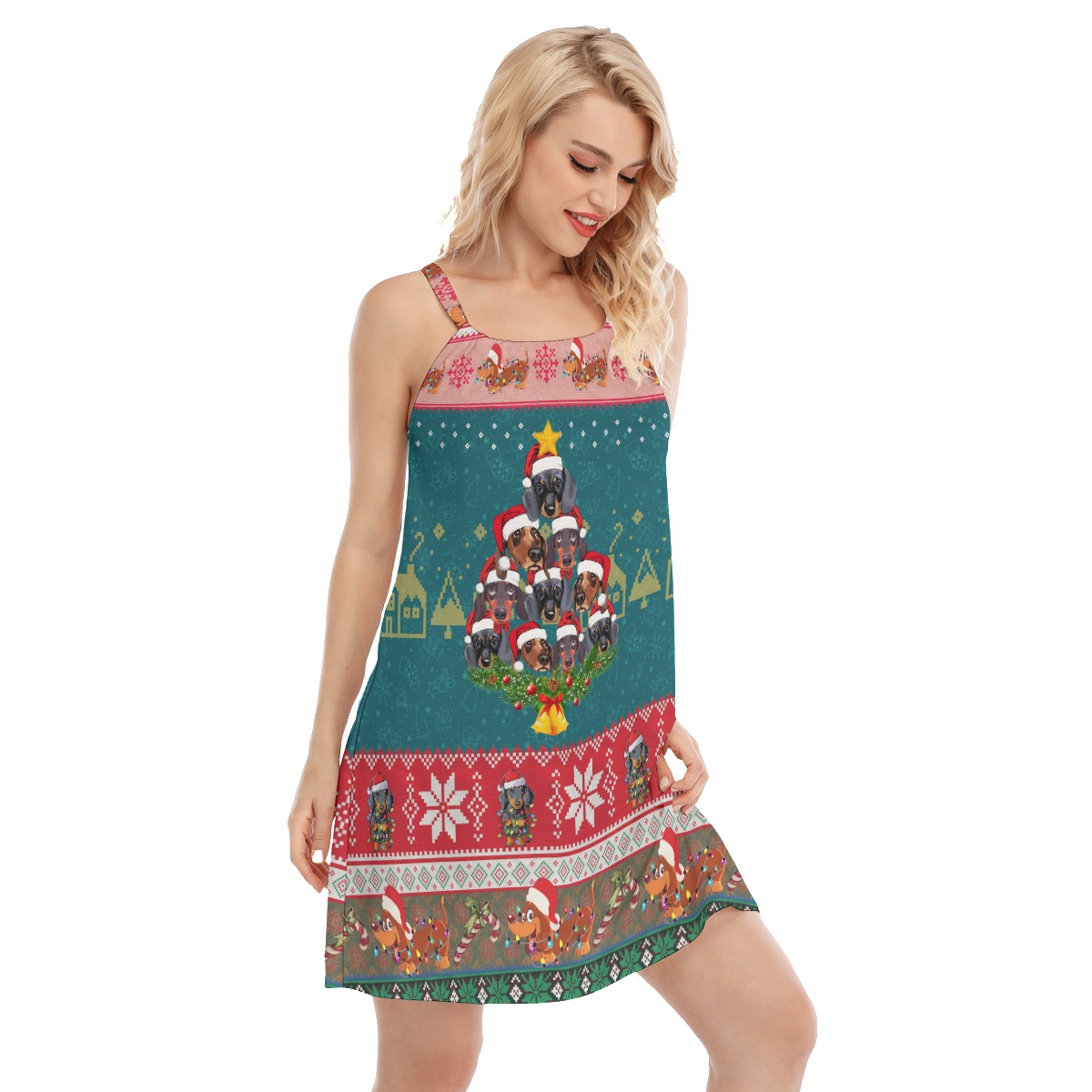 Christmas Dachshund Hawaiian Dress For Women
