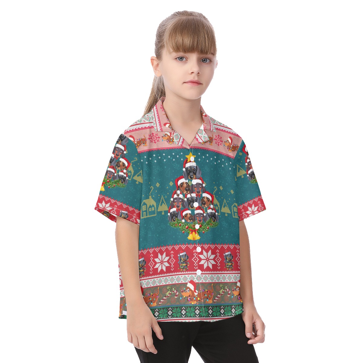 Dachshund Christmas Hawaiian Shirt For Kids