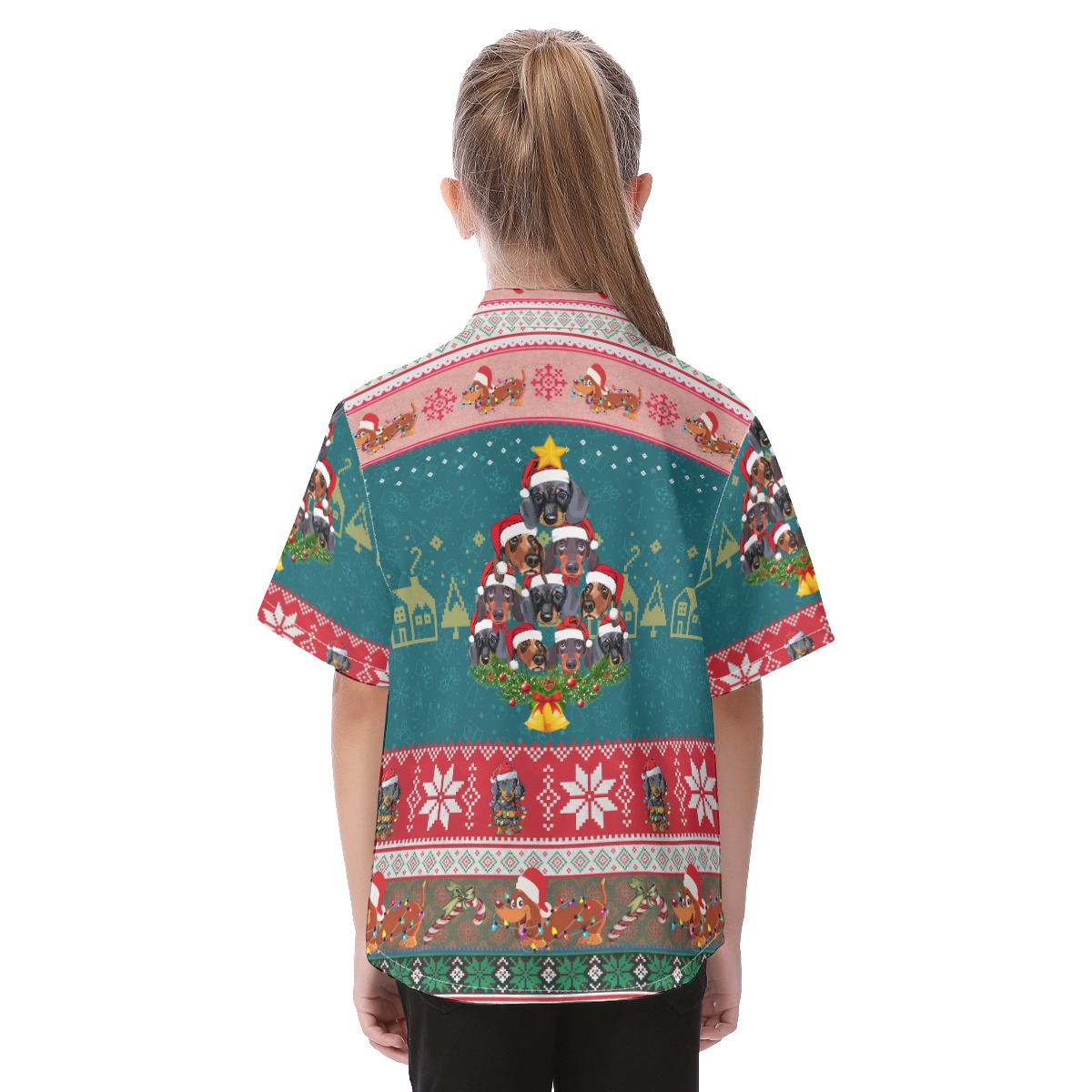 Dachshund Christmas Hawaiian Shirt For Kids