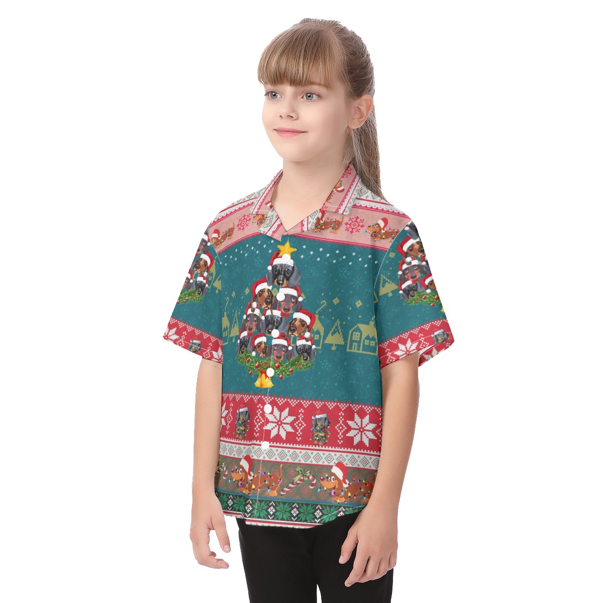 Dachshund Christmas Hawaiian Shirt For Kids