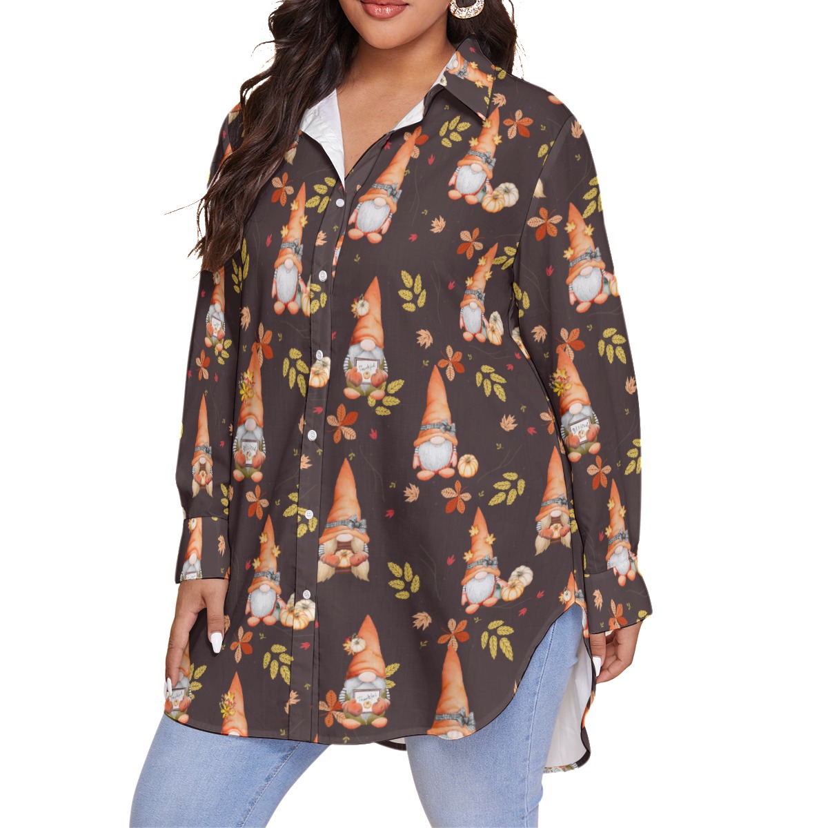 Women's Gnomies Thanksgiving Hawaiian Shirt Oversized