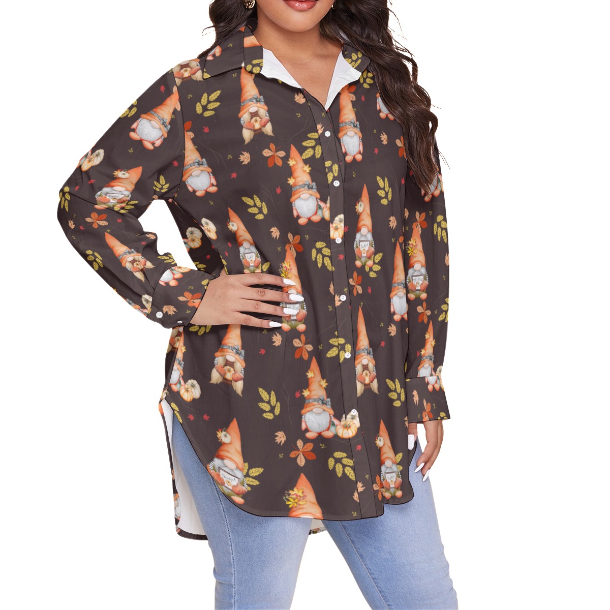 Women's Gnomies Thanksgiving Hawaiian Shirt Oversized