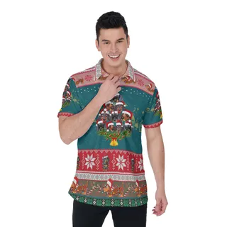 Dachshund Christmas Hawaiian Polo Shirt For Men