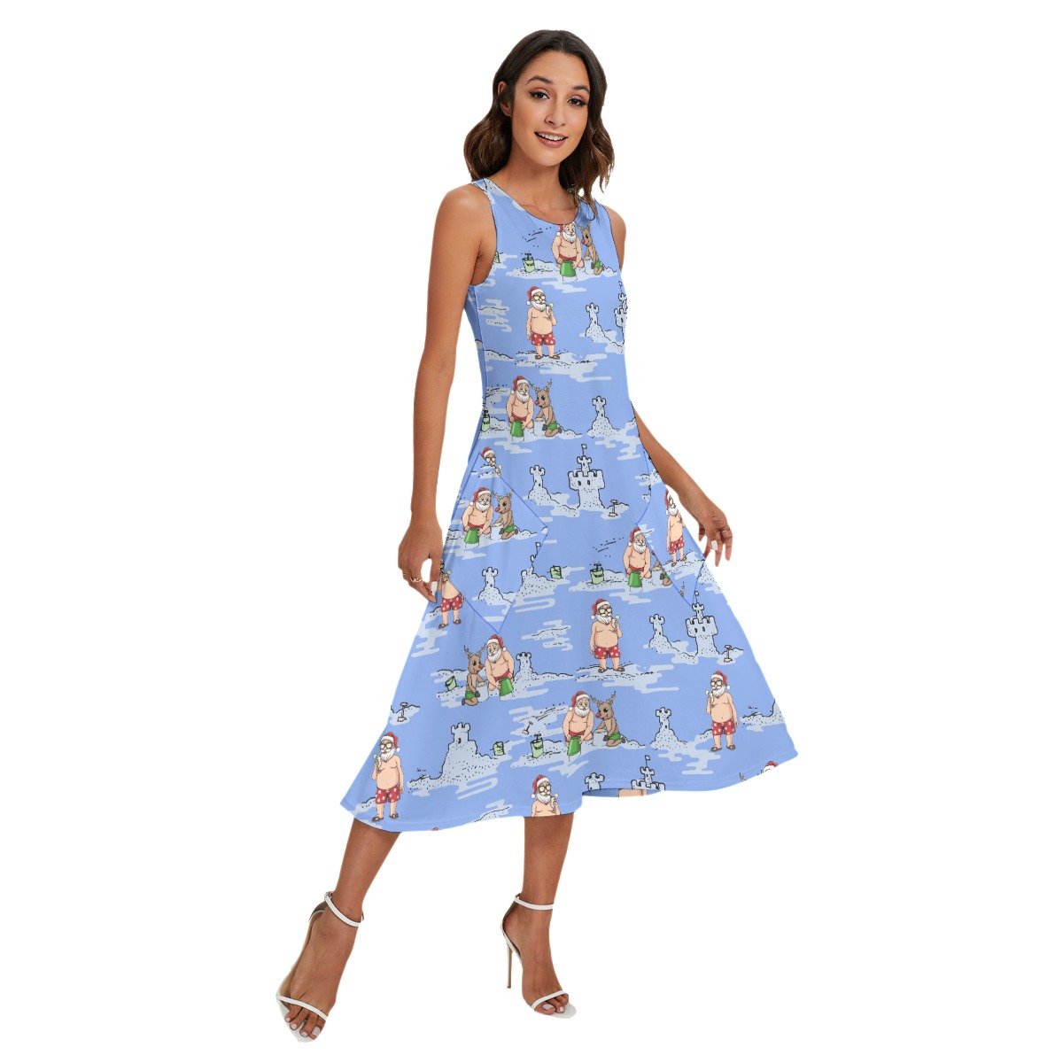 Christmas Santa Hawaiian Long Dress Blue - variant image 1