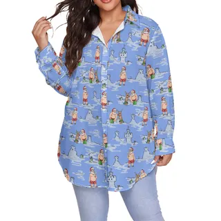 Christmas Santa Hawaiian Plus Size Shirt For Women