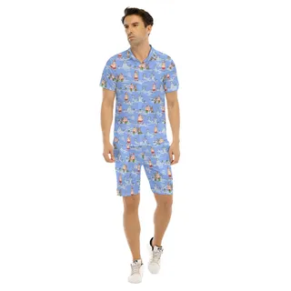 Funny Santa Christmas Hawaiian Shirt Set For Men