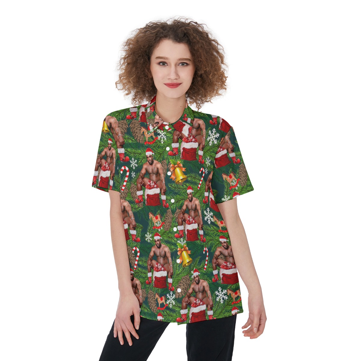 Barry Wood Christmas Button Shirt For Women - variant image 1