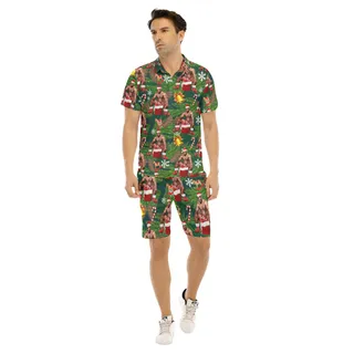 Men's Barry Wood Christmas Hawaiian Shirt And Shorts Set