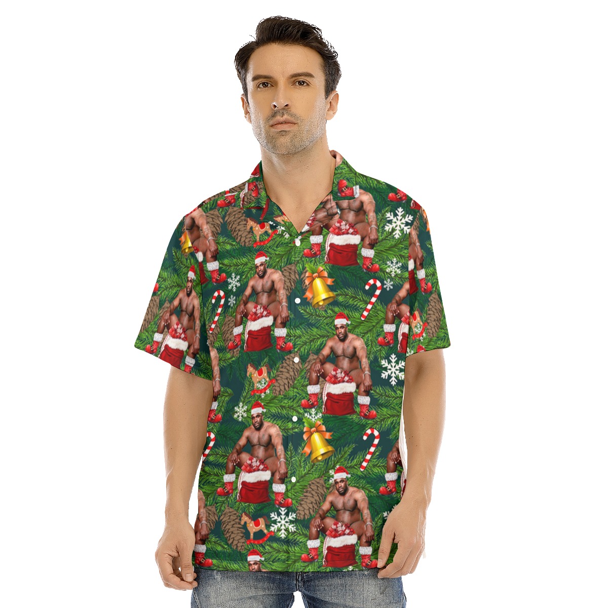 Santa Barry Wood Christmas Hawaiian Shirt - variant image 1