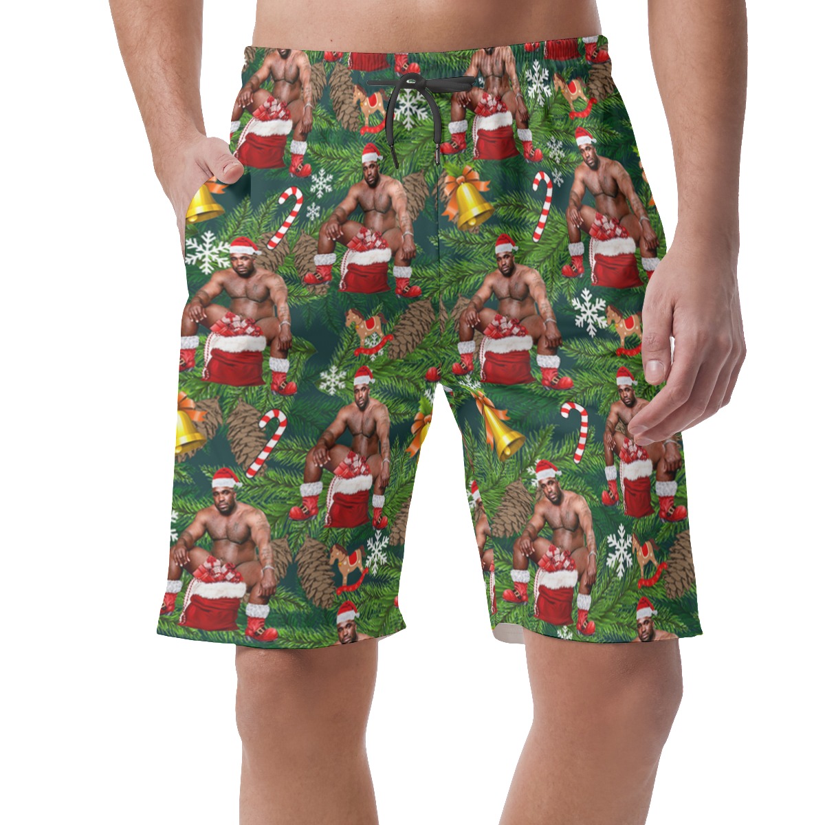Funny Santa Barry Wood Christmas Hawaiian Shorts - variant image 1