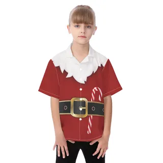 Cute Santa Claus Costume Hawaiian Shirt For Kids