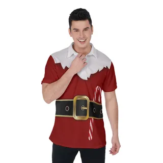 Costume Santa Claus Christmas Hawaiian Polo Shirt