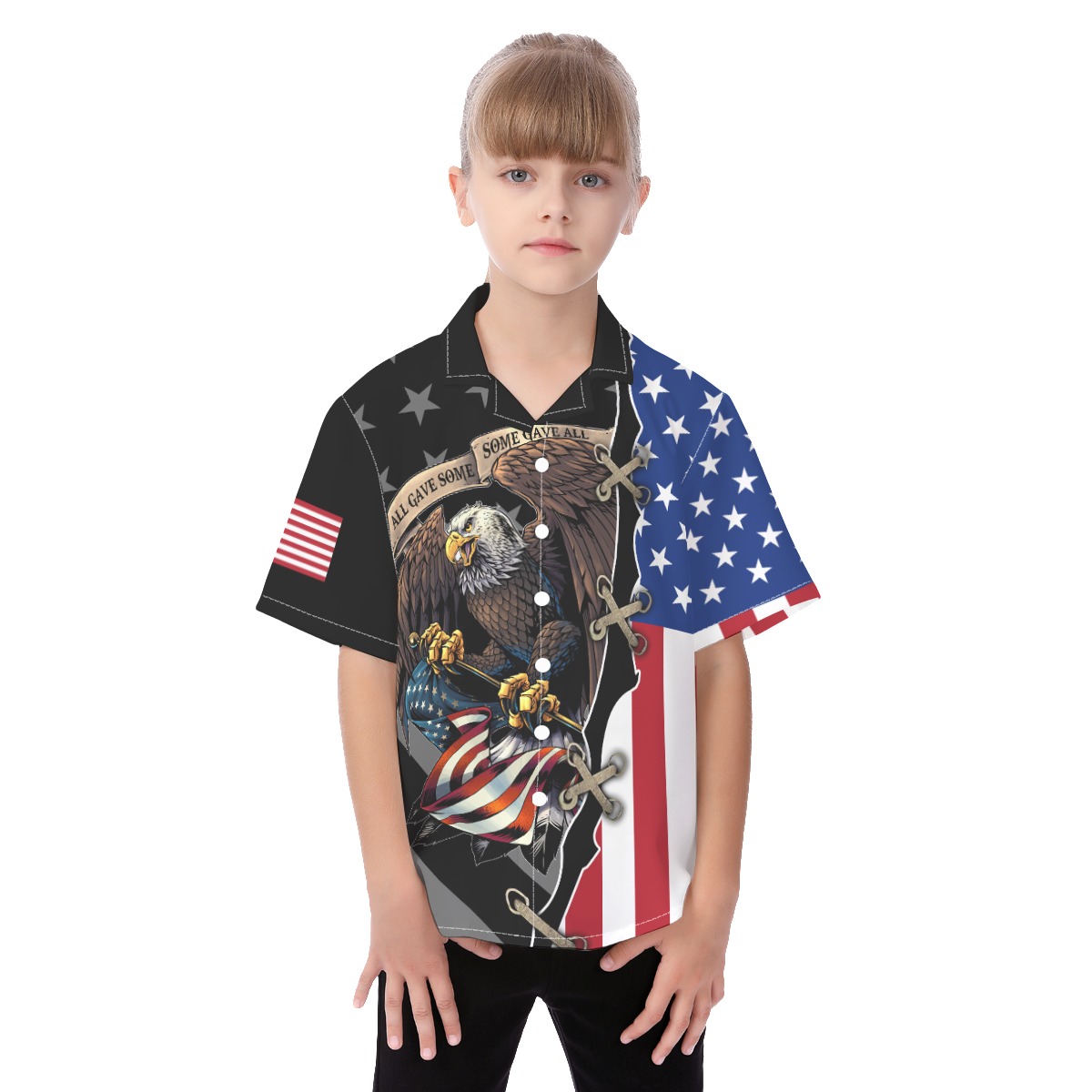 American Flag Eagle Patriotic Hawaiian Shirt For Kids - variant image 1