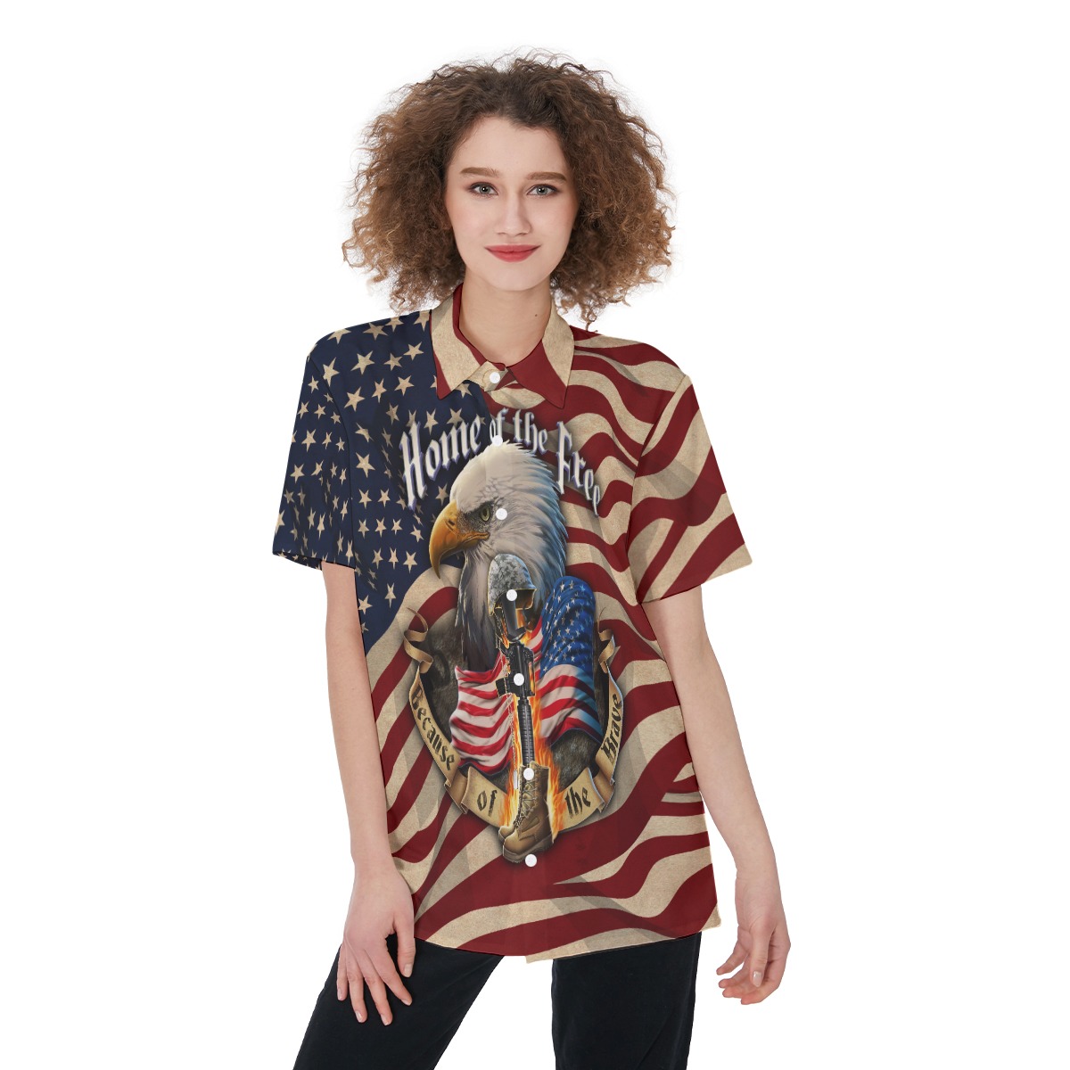 Patriotic American Eagle Hawaiian Shirt For Women - variant image 1