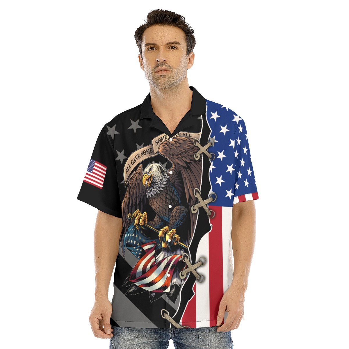 American Eagle And Flag Patriotic Hawaiian Shirt - variant image 1