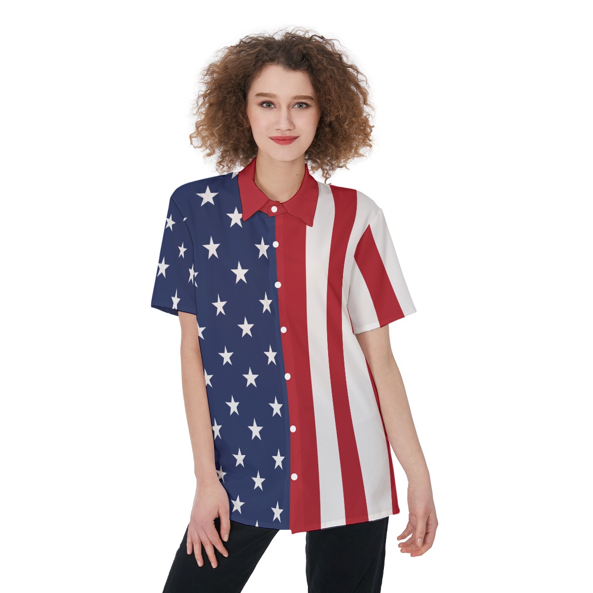 Amazing American Flag Hawaiian Shirt For Women - variant image 1