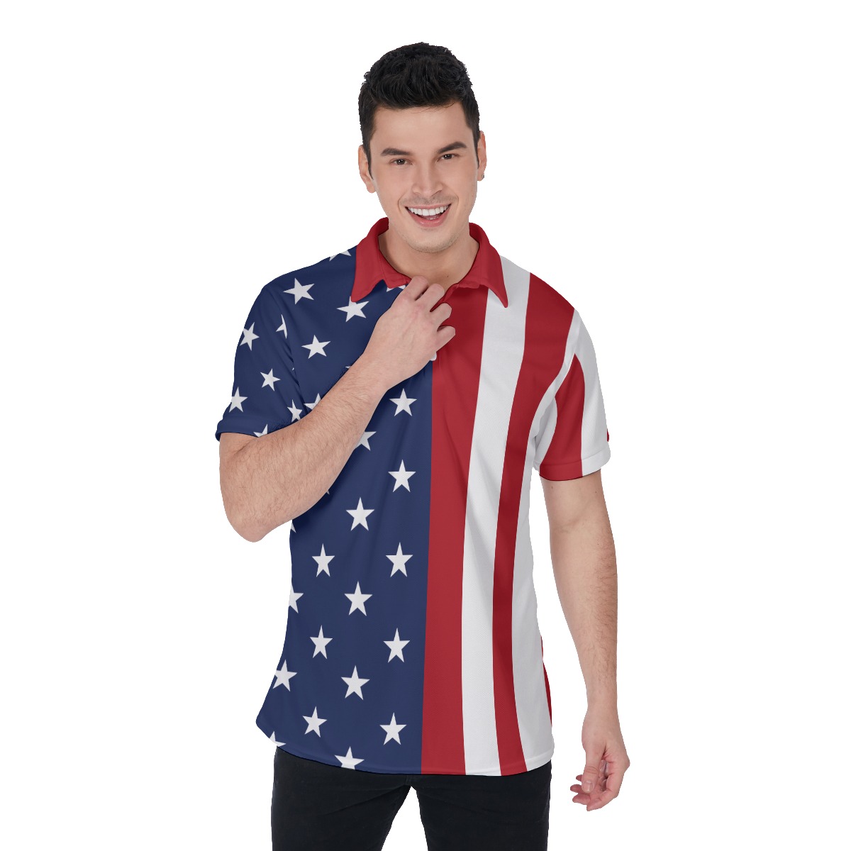 American Flag Funny Hawaiian Polo Shirt For Men - variant image 1