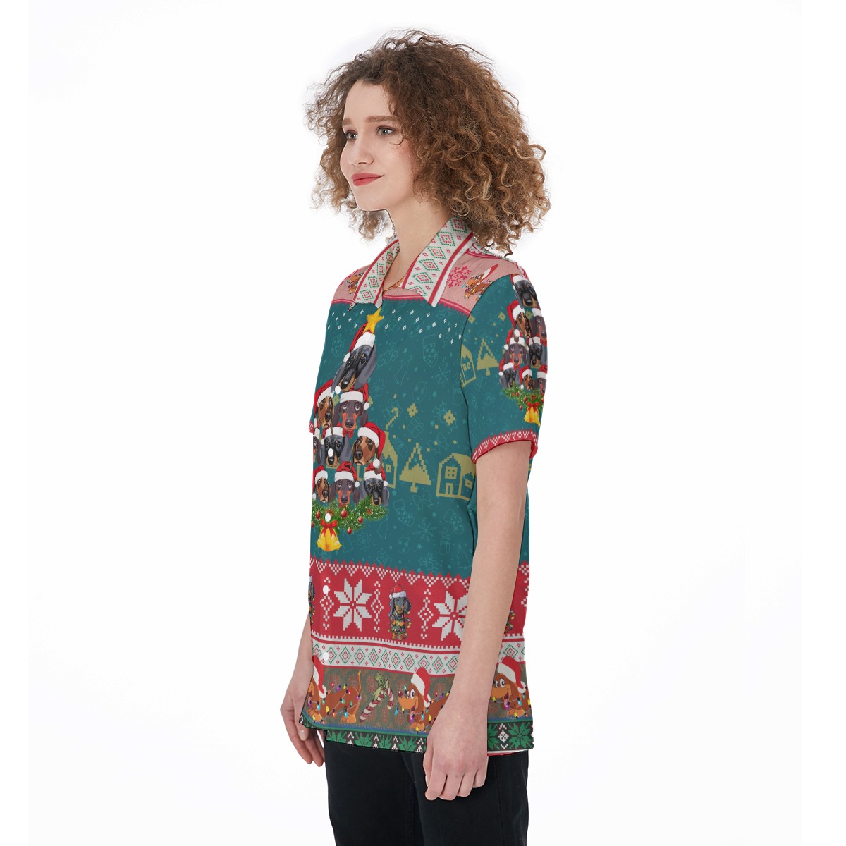 Women's Christmas Hawaiian Shirt Dachshunds