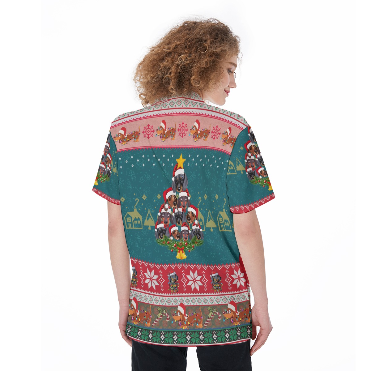 Women's Christmas Hawaiian Shirt Dachshunds