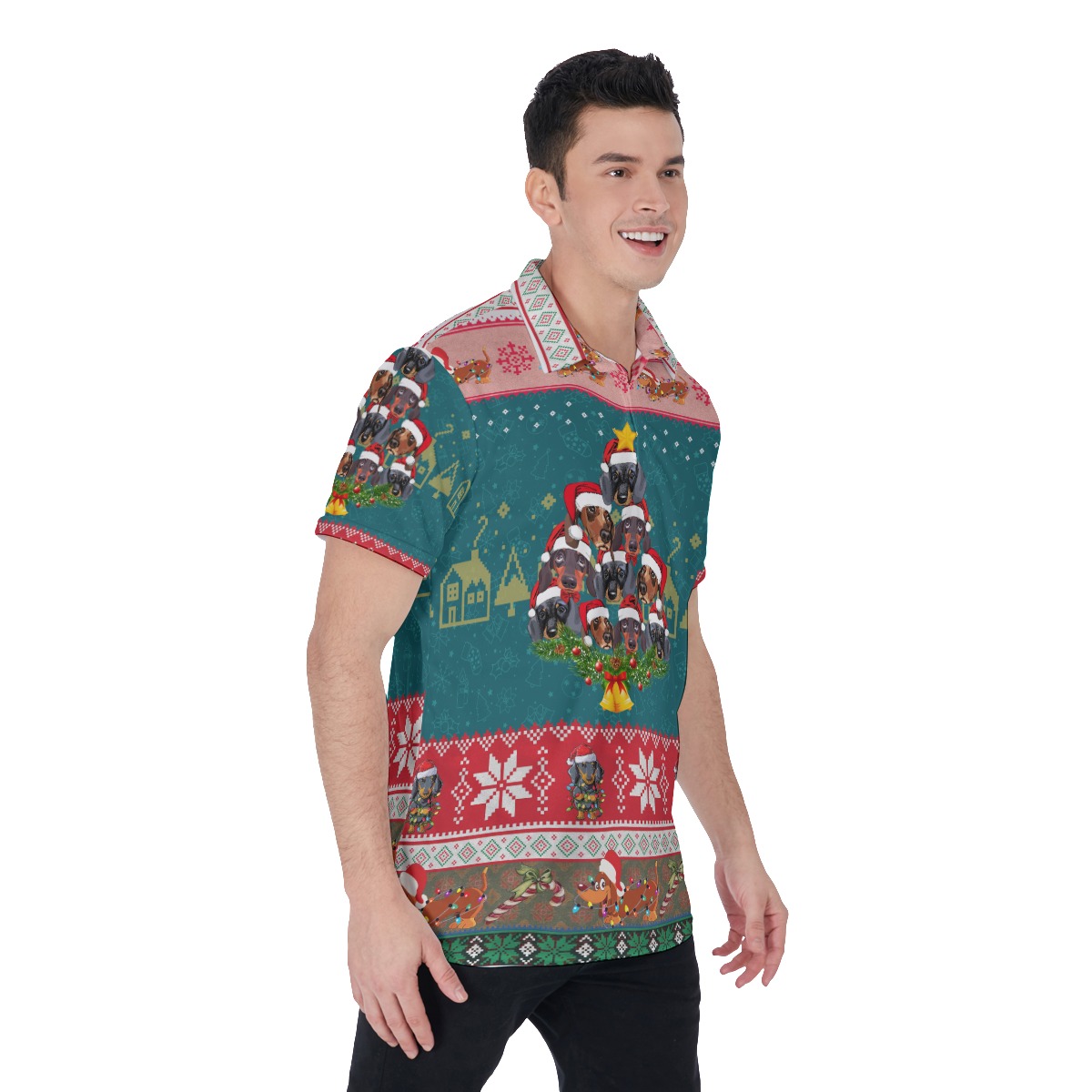 Dachshund Christmas Hawaiian Polo Shirt For Men
