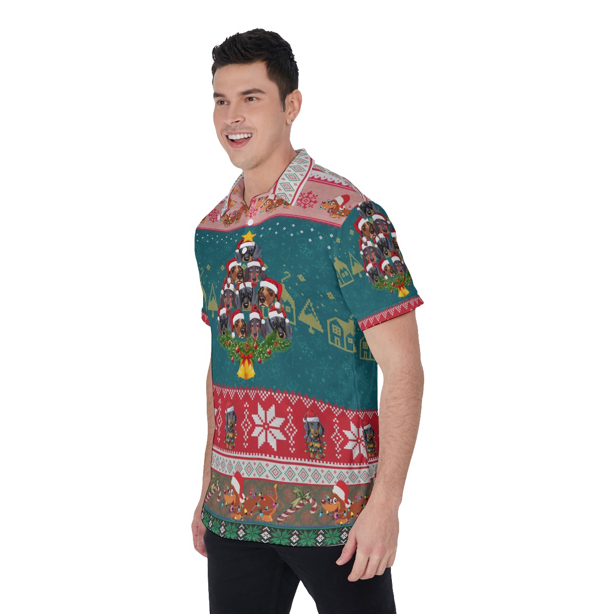 Dachshund Christmas Hawaiian Polo Shirt For Men