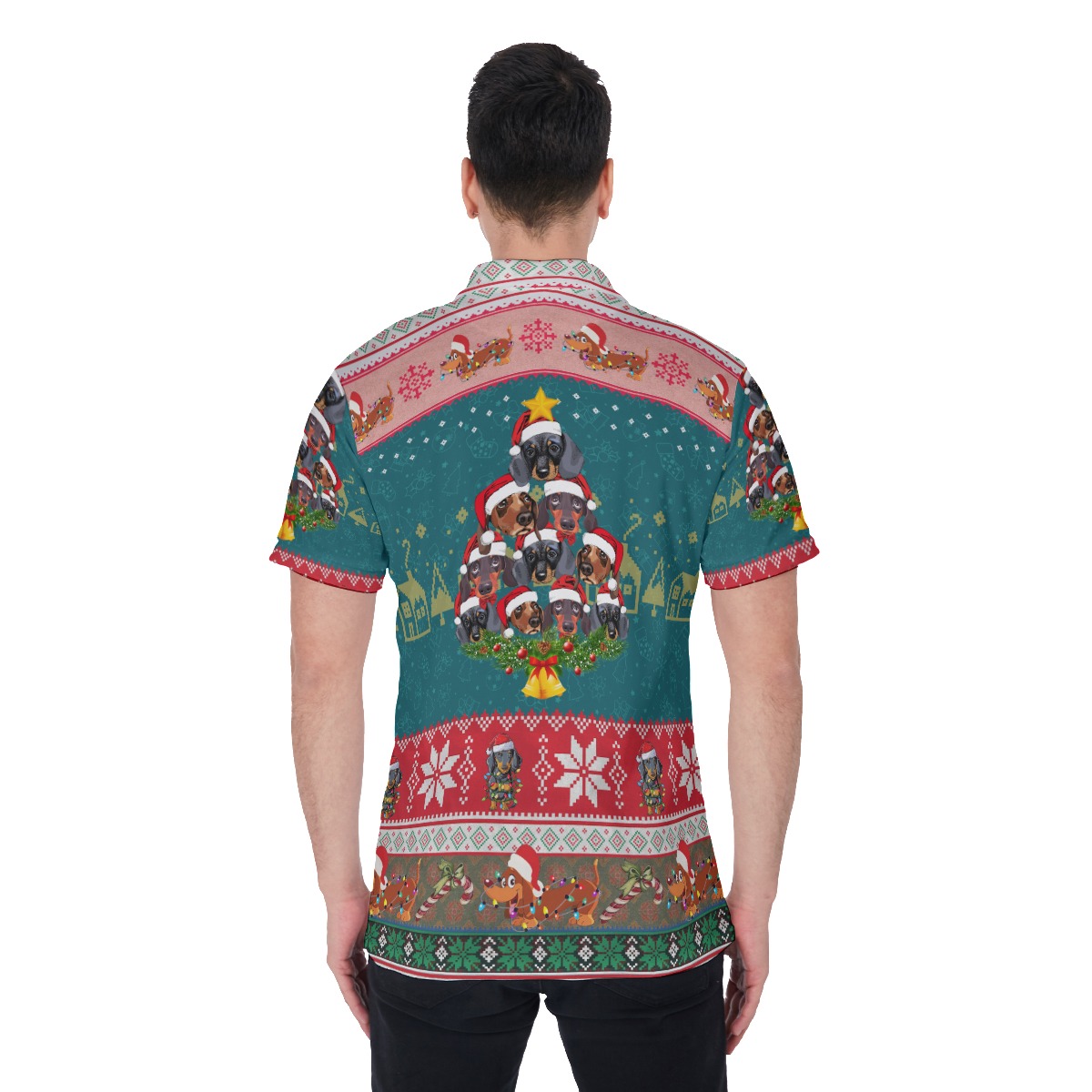 Dachshund Christmas Hawaiian Polo Shirt For Men