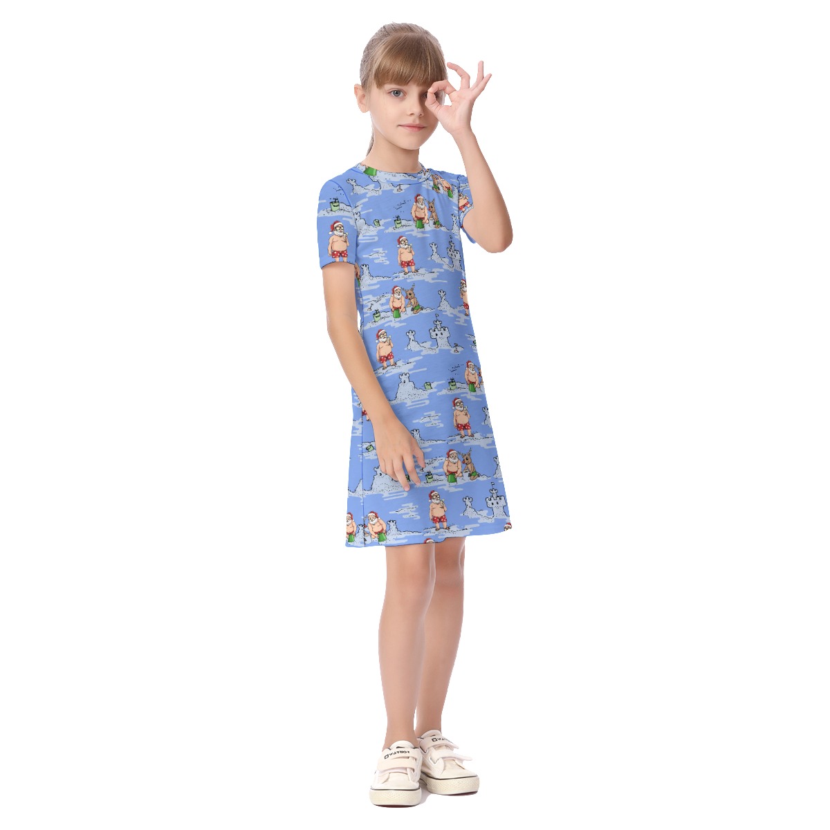 Cute Santa Christmas Kid's Hawaiian Dress