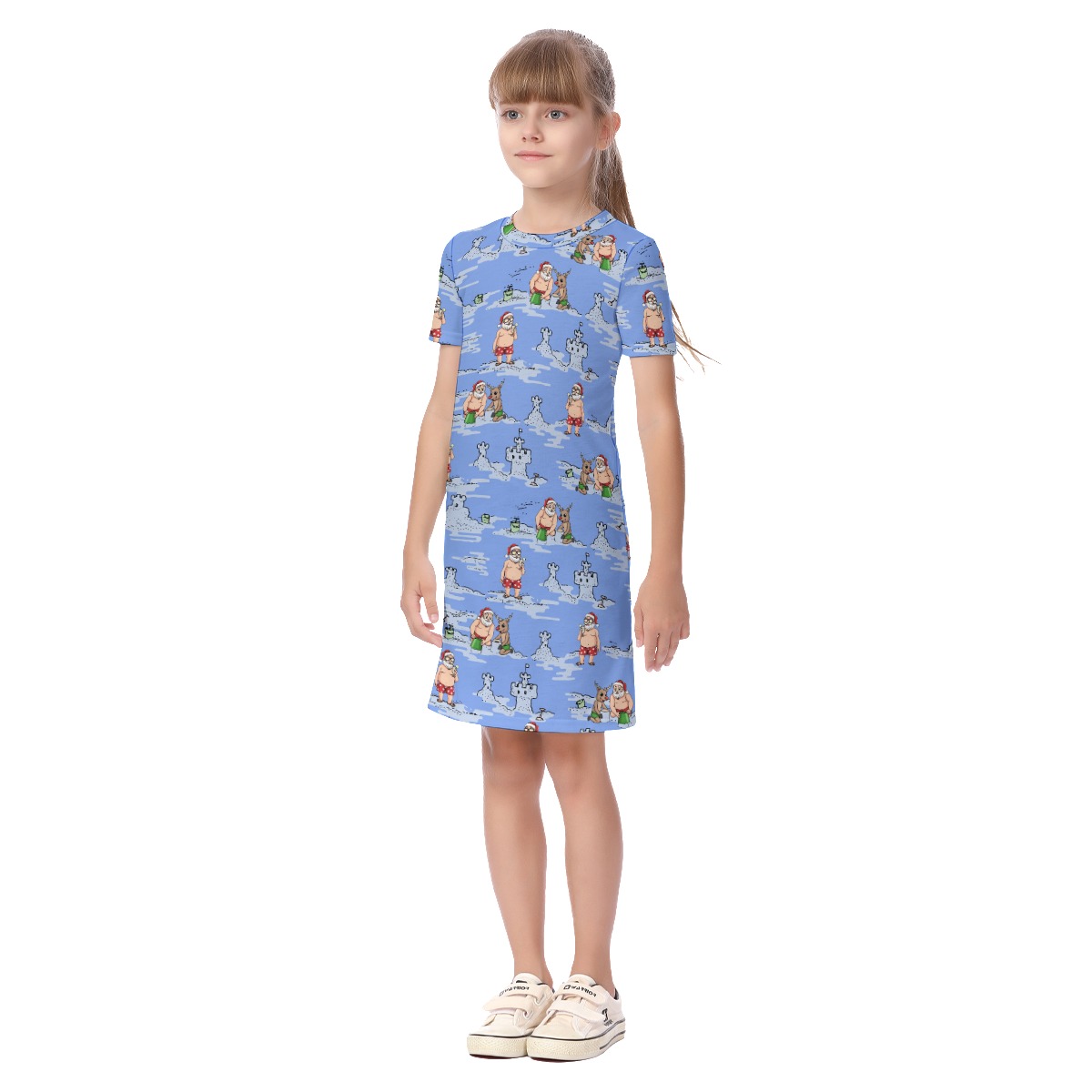 Cute Santa Christmas Kid's Hawaiian Dress