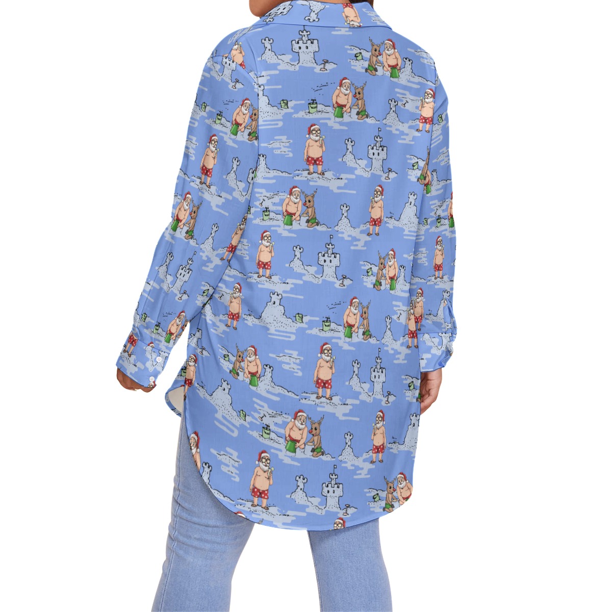 Christmas Santa Hawaiian Plus Size Shirt For Women