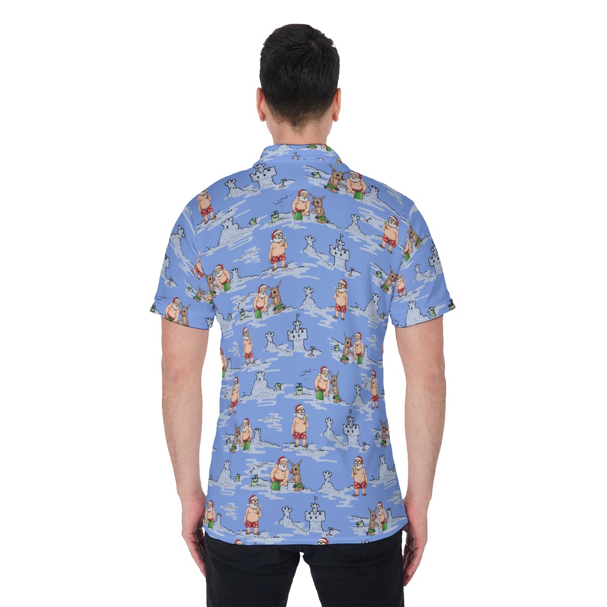Christmas In Hawaii Santa Hawaiian Polo Shirt
