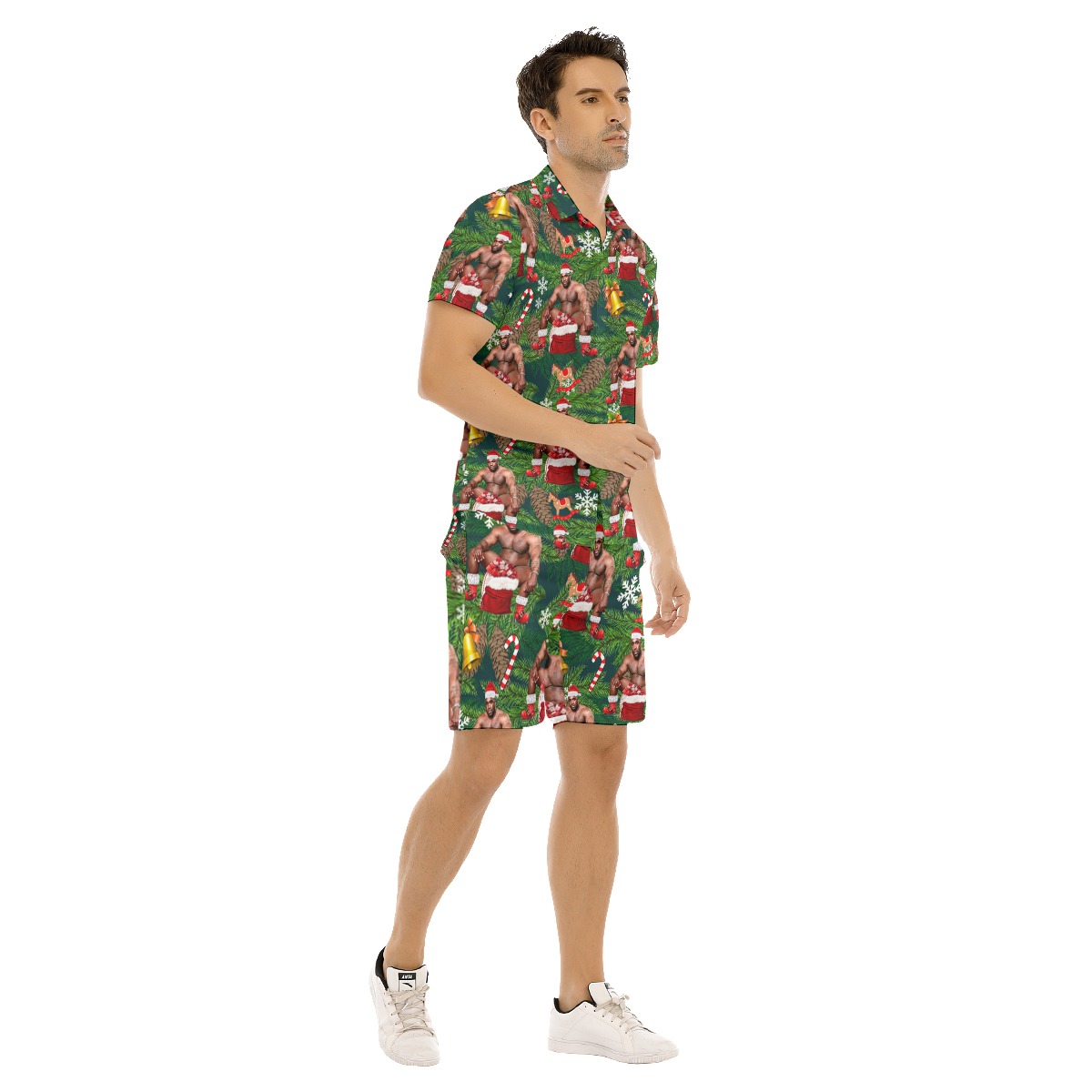 Men's Barry Wood Christmas Hawaiian Shirt And Shorts Set